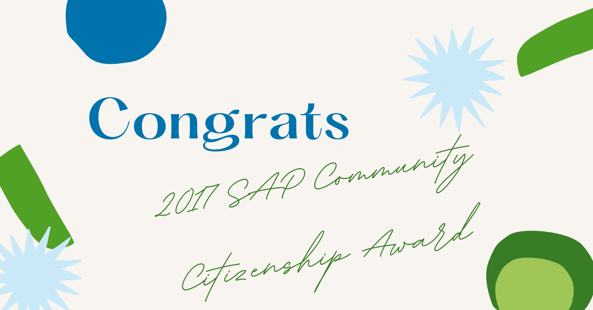 Gratulation 2017 SAP Community Citizenship Award